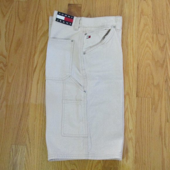 TOMMY HILFIGER BOY'S SIZE 18 SHORTS TAN KHAKI TWILL CARPENTER SPELLOUT FLAG LOGO - Picture 5 of 10